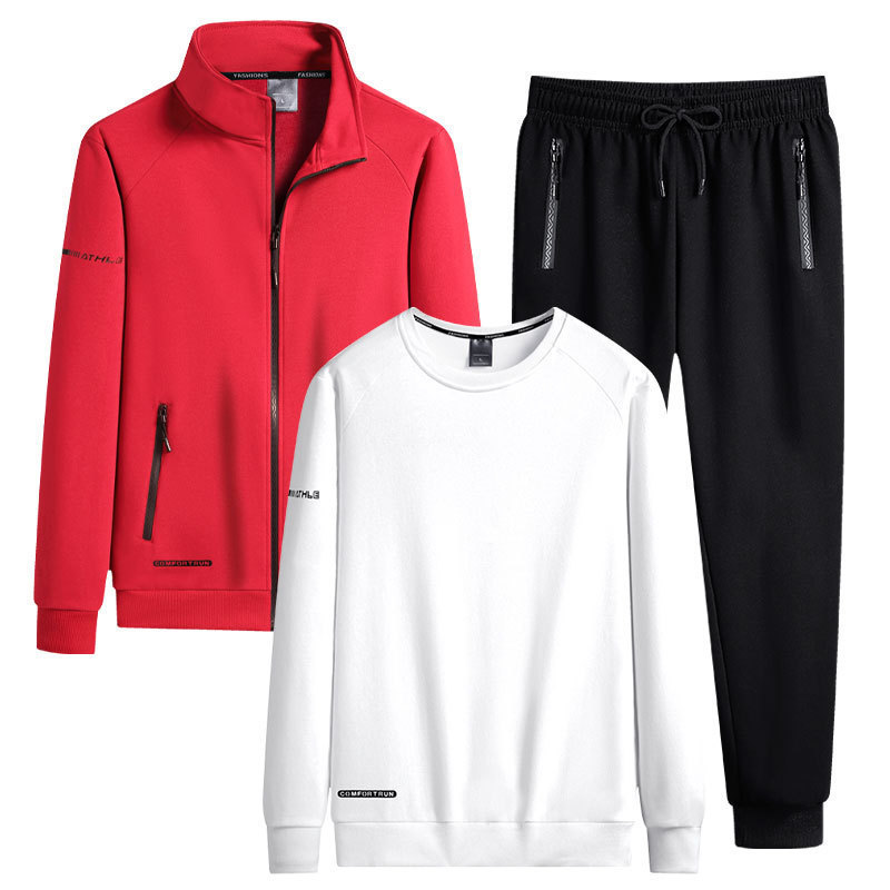 Transfronterizo 2023 invierno nuevo hombre de cuello de algodón más terciopelo grueso juego casual cardigan juvenil de tres piezas