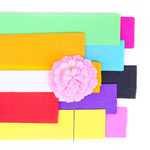 Colorful crepe paper crumpled paper hand-rolled rose carnation DIY handmade material paper thickened rolled edge paper 
