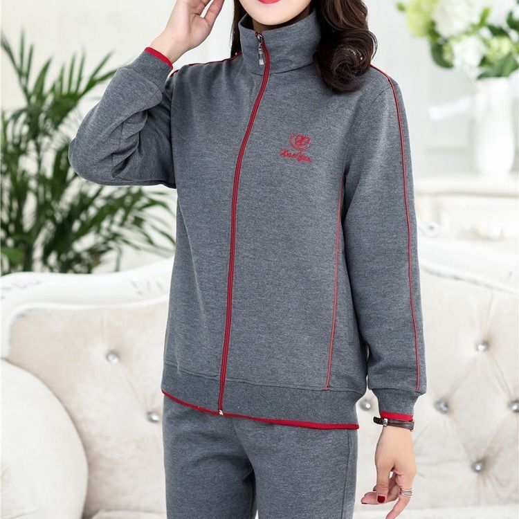 妈妈两件套款宽松中老年晨练运动服套装女秋季春秋老年人休闲大码|undefined