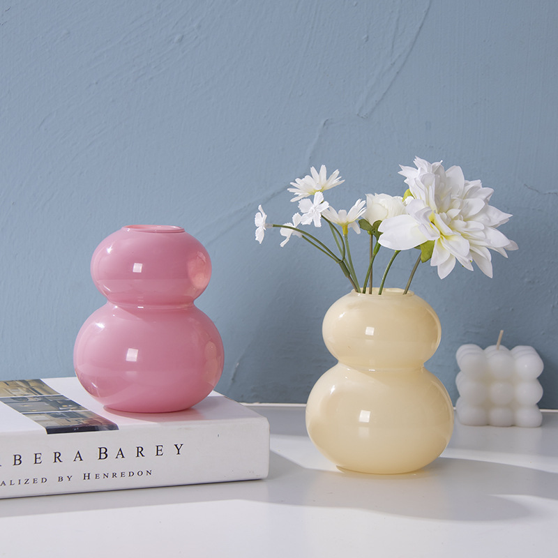 Nuevo vasos de cristal creativos de calabaza hidropónica plantas floral vasos de flores secas decoraciones de mesa de sala de estar