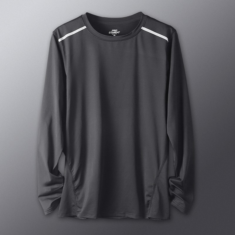 Hielo camiseta de mangas largas para hombres de verano delgada secado rápido transpirable suelta entrenamiento de entrenamiento de gimnasio chaqueta de baloncesto image 7