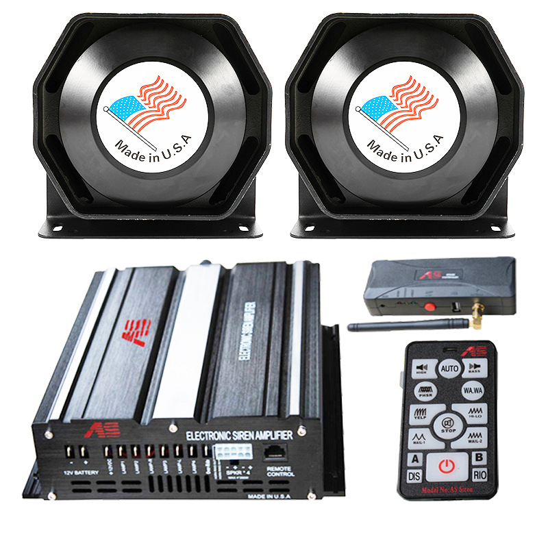 600W car-mounted wireless alarm siren amplifier set, car loudspeaker, high-frequency horn A10E + octagonal speaker