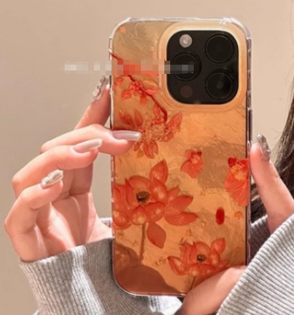 Hermoso estilo nacional buena suerte loto adecuado para 15Pro Max cuerda de mano iPhone14 Apple 13P funda para teléfono móvil 12 doble capa