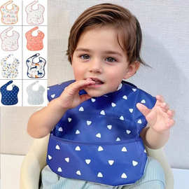 防水口水巾Tpu 图层印花围嘴防脏喂饭围兜外贸口水兜新款可洗