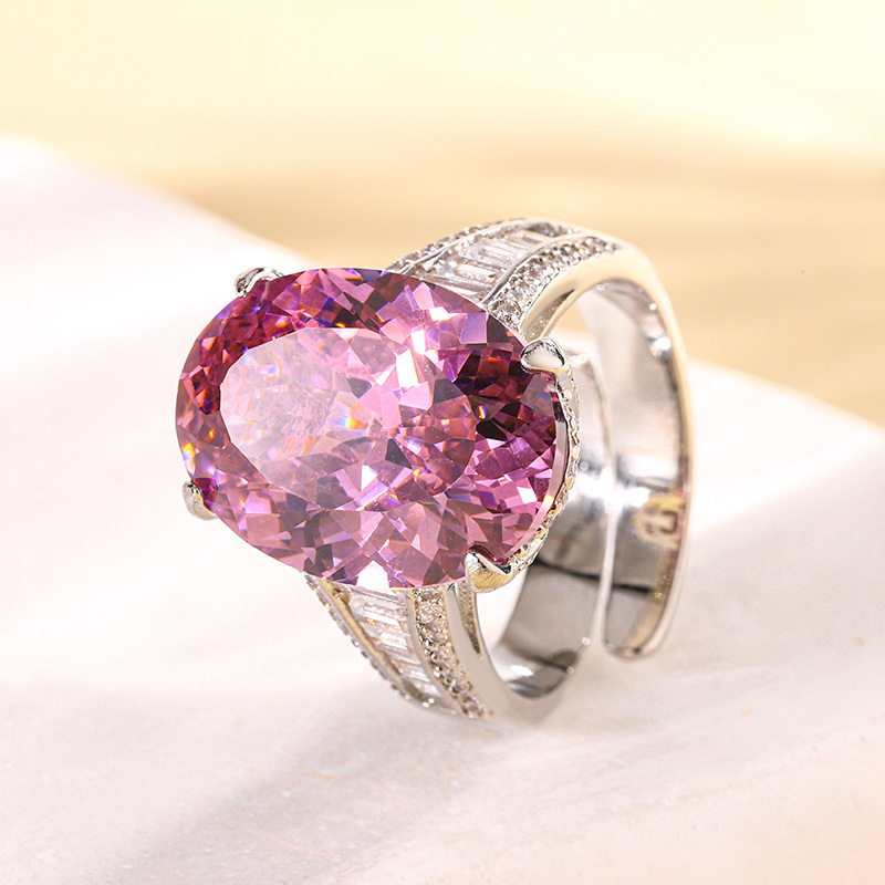 2024 nueva joyería Zhuang Shengsheng fondo de cobre chapado en oro simulación tesoro de color nido de pájaro cortado en forma de huevo temperamento anillo femenino 13*18