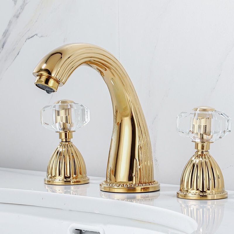 Brass crystal golden bathtub three-piece faucet black two-handle three-hole basin faucet ceramic basin bathroom