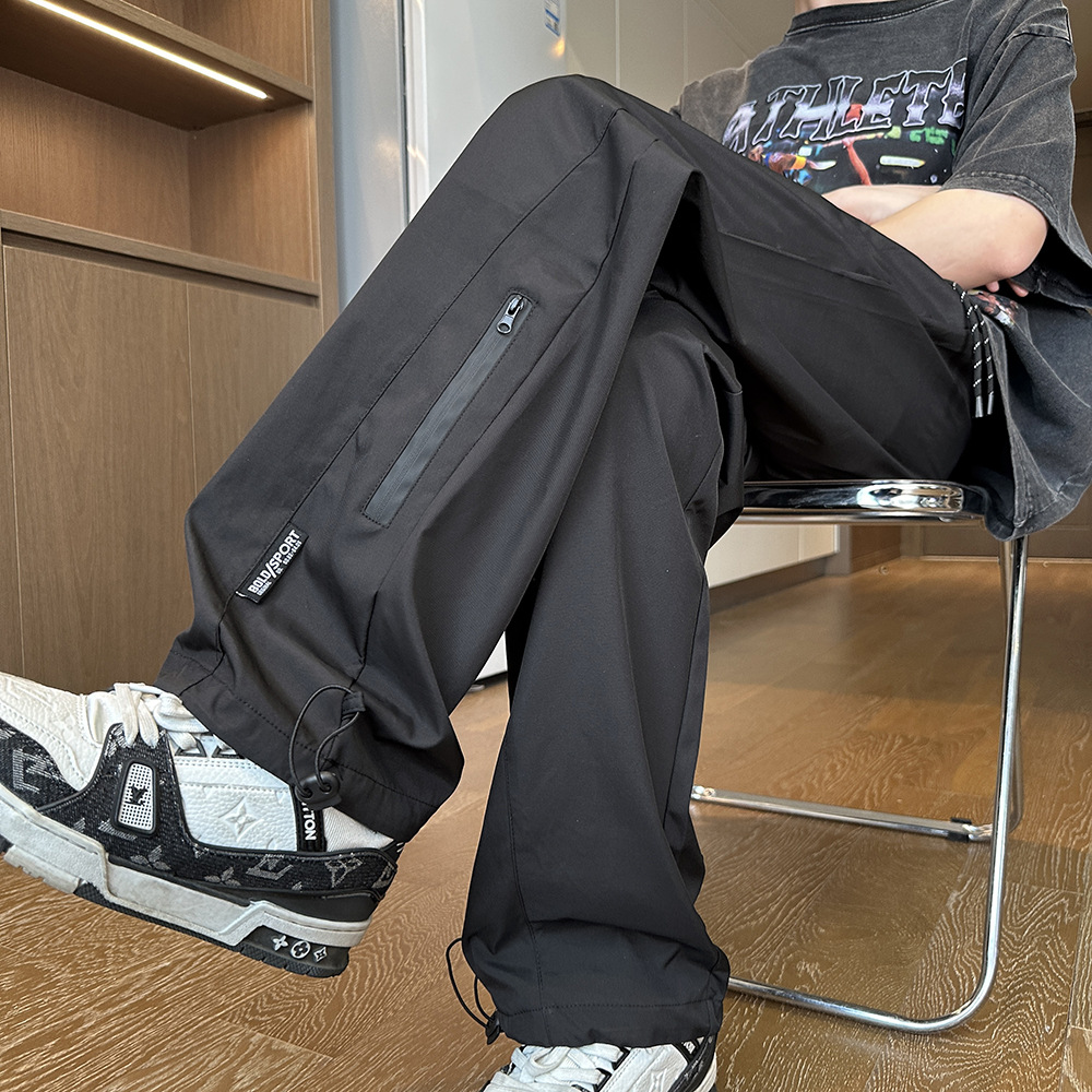 冲锋休闲裤男韩版潮流拉链高街直筒春季新款长裤工装直筒裤