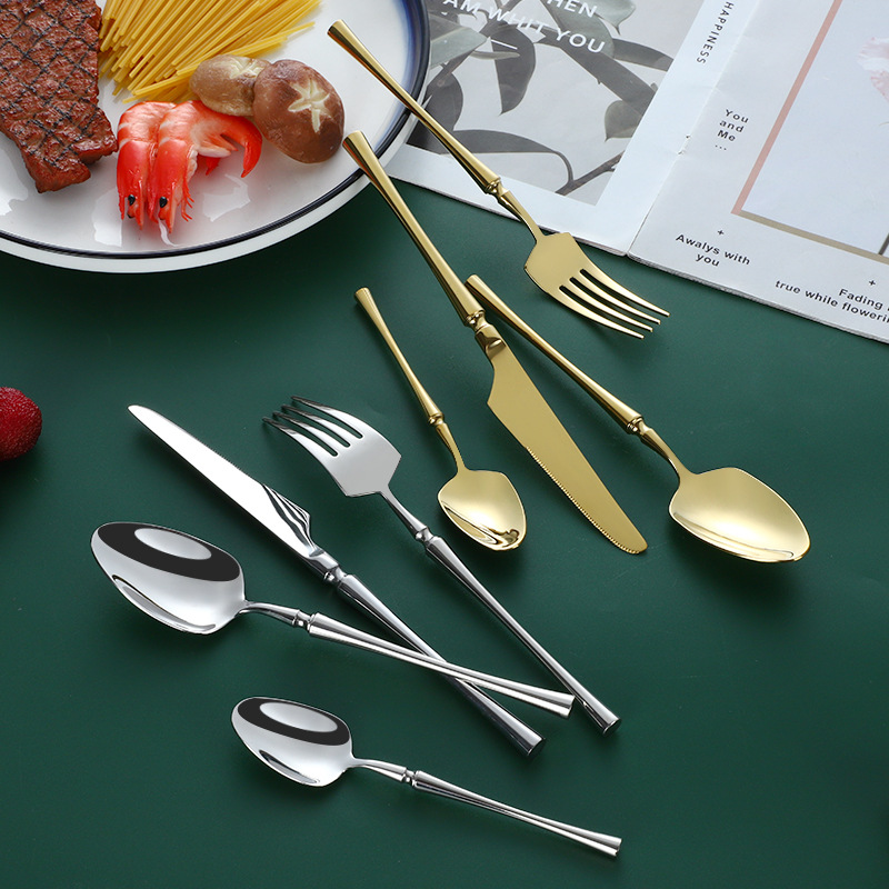 Vajilla occidental 304 cuchillo de acero inoxidable cuchillo y tenedor de cintura pequeña, tenedor y cuchara traje cuchillo de carne y tenedor postre europeo palillos vajilla