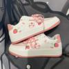 Strawberry, white shoes, summer footwear, sneakers platform, 2023, Korean style