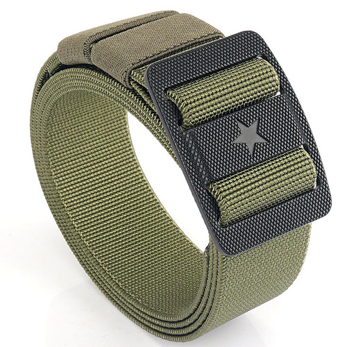3.5 two-way new Japanese buckle nylon five-star elastic men's tactical belt outdoor training quick-drying canvas belt