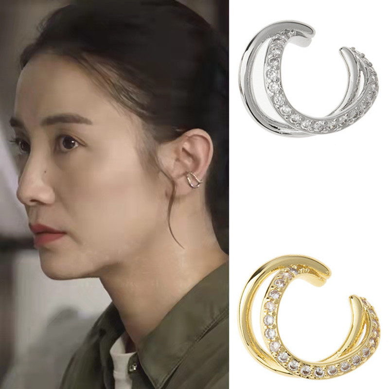 No perforó agujero Punch-clip de oreja libre de los hombres y mujeres completo roto rhinestone circón medio círculo moda hip hop calle europea y sentido del diseño americano