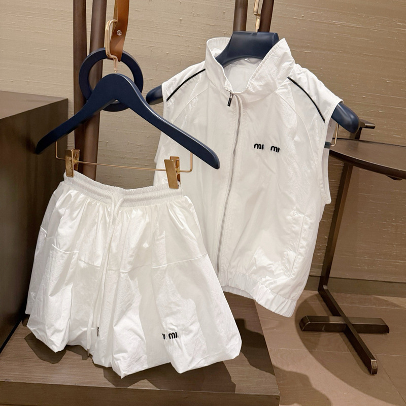 Miu Series "Shenzhen Nanyou" Color-Blocking Letter Set Youthful Vest Jacket + Floral Skirt 2026 Cross-Border