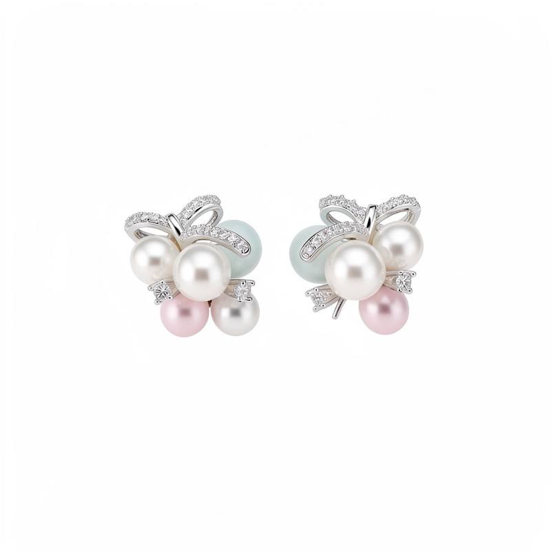 Aguja de plata con diamantes acrílicos perlas irregulares moda simple temperamento pendientes ligeros de lujo alta sensación de pendientes para mujeres