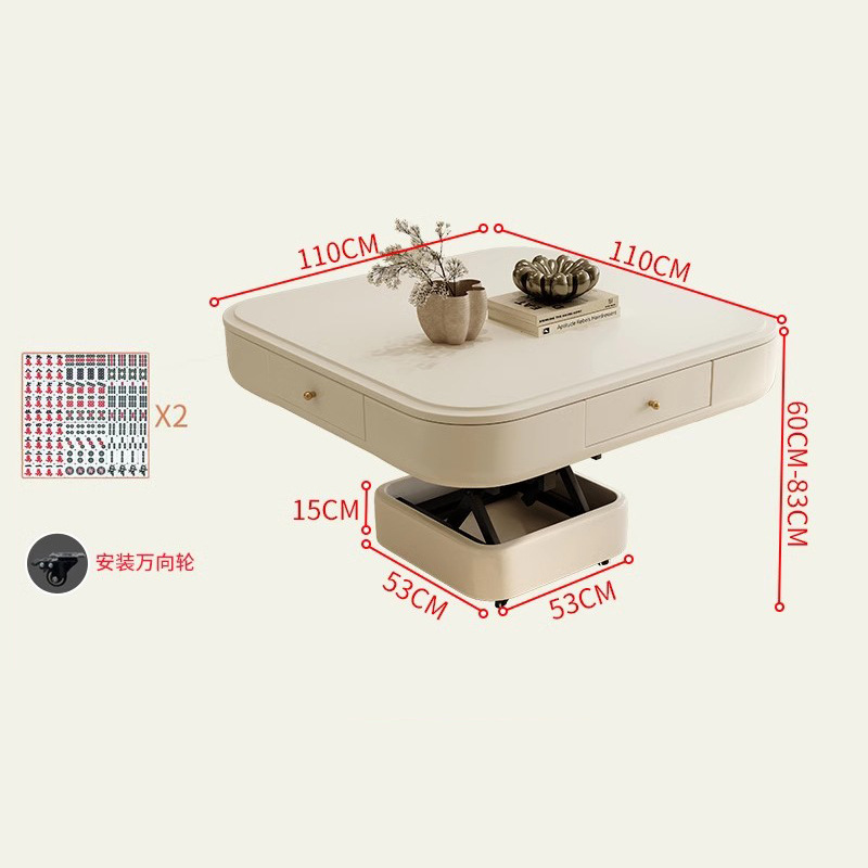 Mesa de mahjong completamente automática, mesa de centro elevadora eléctrica, mesa de comedor, sala de estar doméstica de doble uso, apartamento pequeño con taburete, nuevo fuego