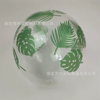 跨境12寸透明绿叶气球 透明龟背叶乳胶气球 森林主题派对装饰气球