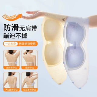 夏季隐形无肩带内衣女防滑聚拢小胸无痕美背抹胸防走光内搭文胸罩