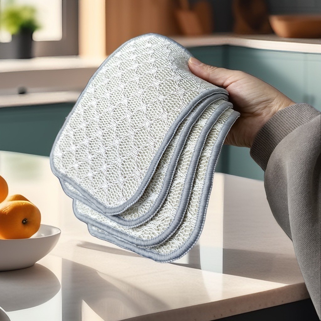 Self-Cleaning Kitchen Cloth for Scrubbing Pots and Washing Dishes, Powerful Oil Stain Removal Without Damaging Cookware, Household Absorbent, Enlarged and Thickened Cloth