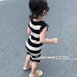 韩国女童夏装无袖连衣裙2025儿童条纹裙子童装批发a类裙公主裙