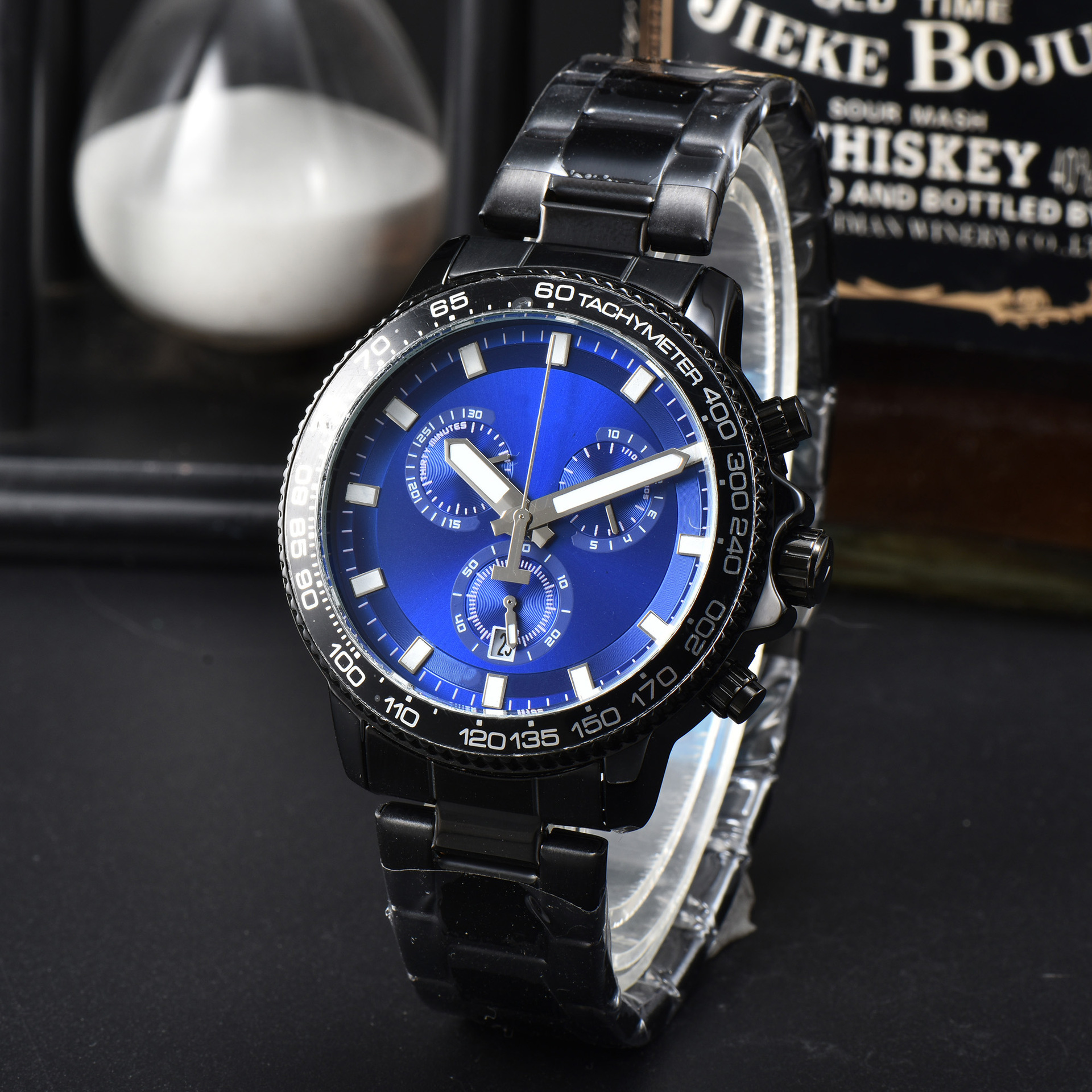 Multifunctional Fully automatic Men's Six Needle Full Function Quartz with Steel Band Timing Watch_voghion.com