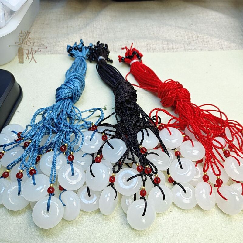 Wholesale Live Gift Natural White Jade Afghan Jade Safety Buckle Jade Pendant Peace Charm Jade Necklace