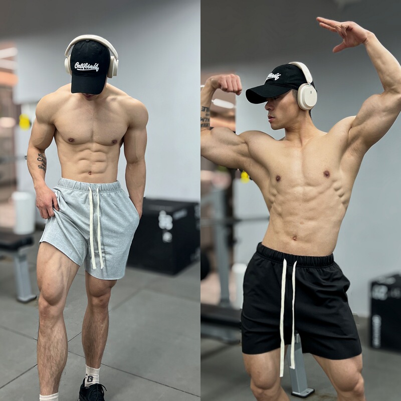 Shorts Men's Sports Solid Color terry Curl Quarterly Pants Summer Basketball Breathable American Running Fitness Loose Pants