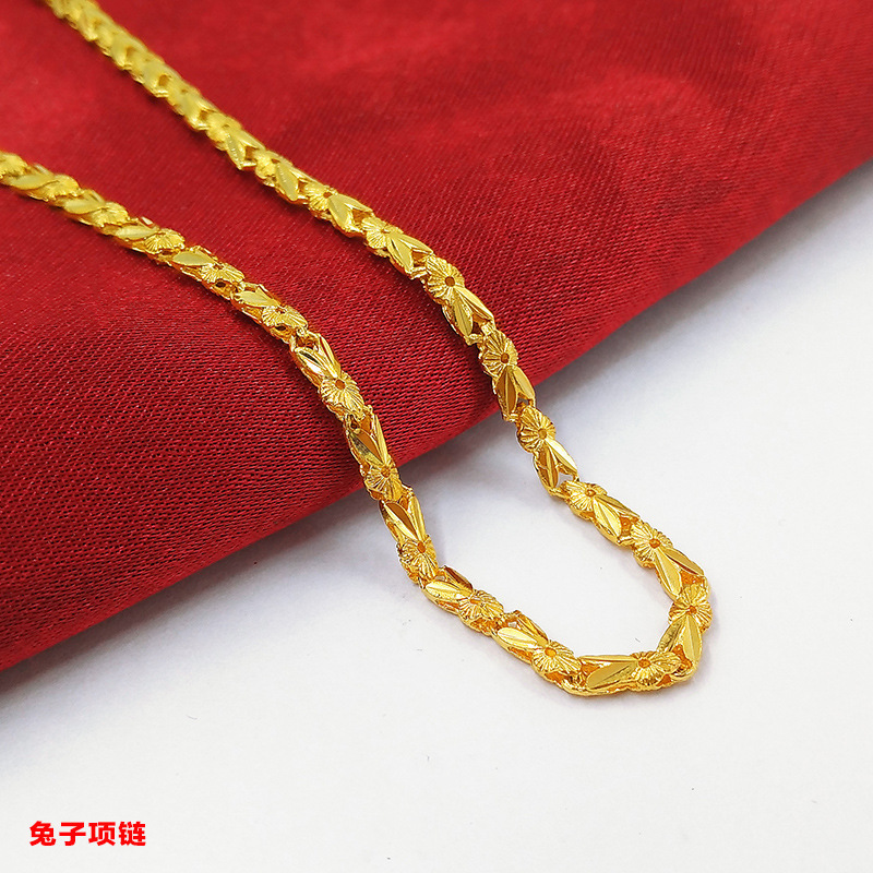 砂金のネックレスの女子学生の規格品999メッキの純粋な金色のシミュレーションの偽の黄金の素のチェーンの単鎖のペンダントのアクセサリーがありません。|undefined