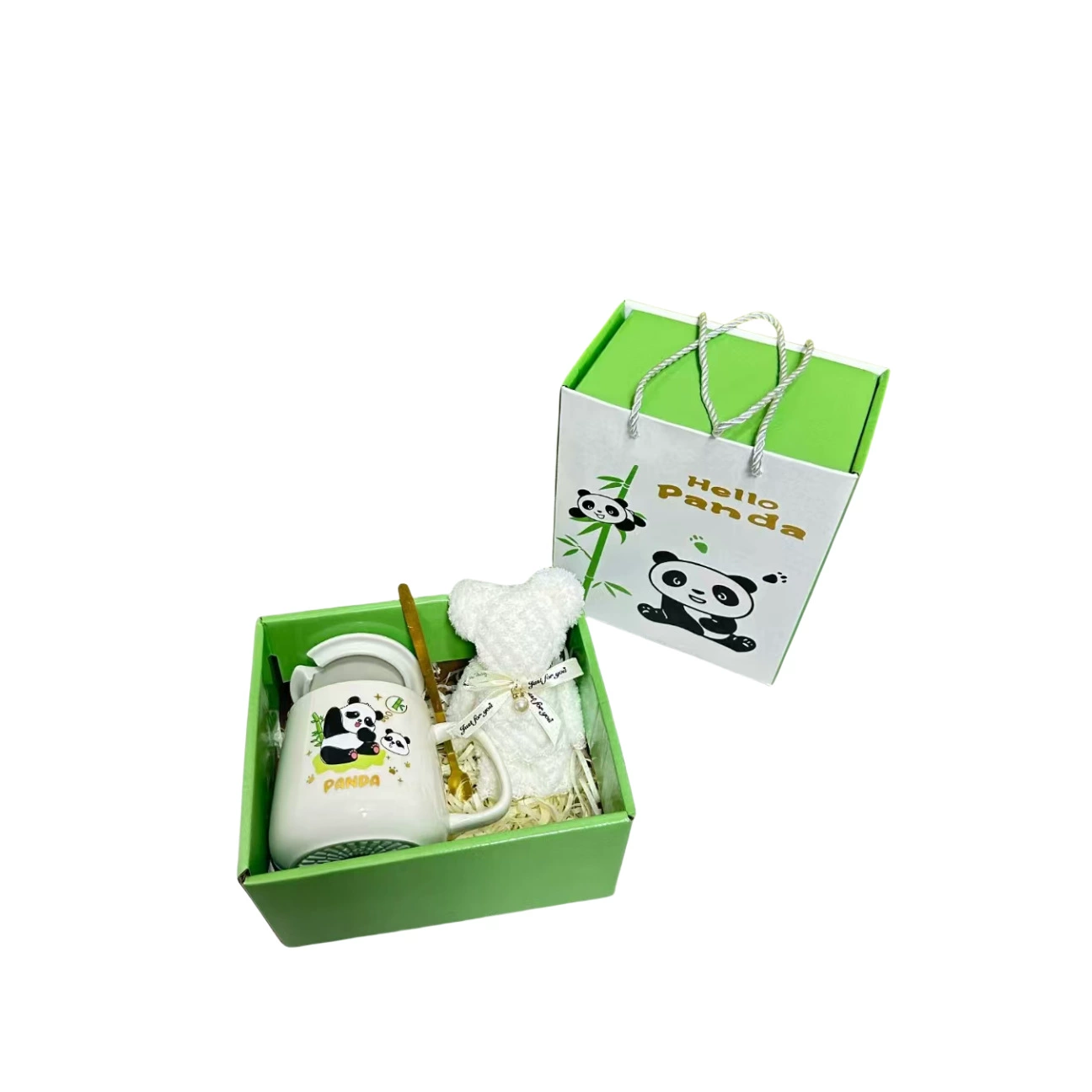 Coffee towel with bow, spoon, creative gift box, with little bears, creative gift