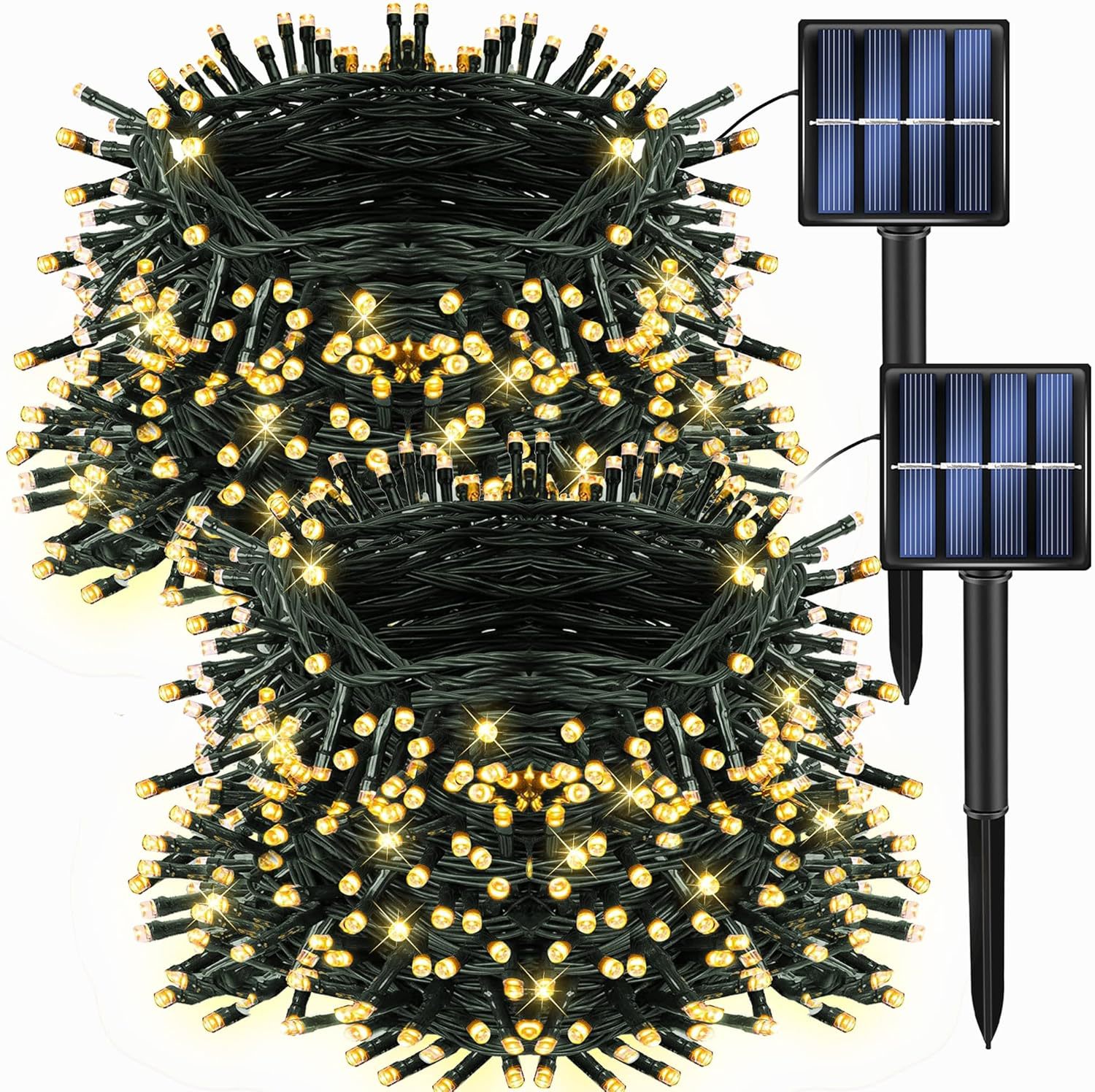 Nuevas cadenas de lámparas solares rojas y verdes decoración de patio de Navidad decorado con estrellas celestes Día de la Independencia de las luces de Halloween
