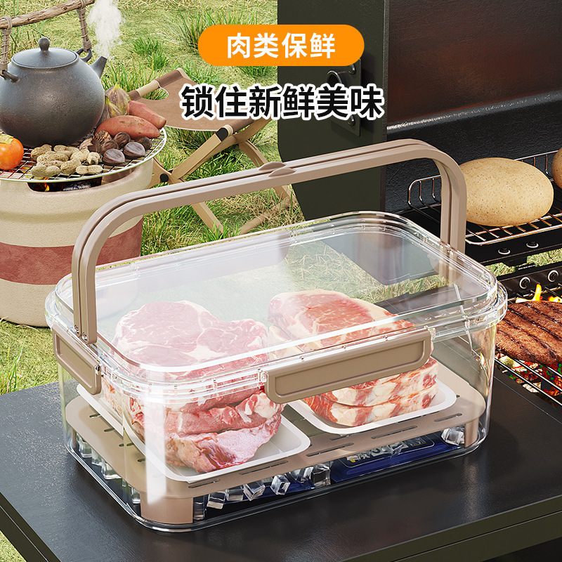 露营户外便携保鲜盒持久冷藏储物盒可手提带饭盒沥水移动小冰箱2|undefined