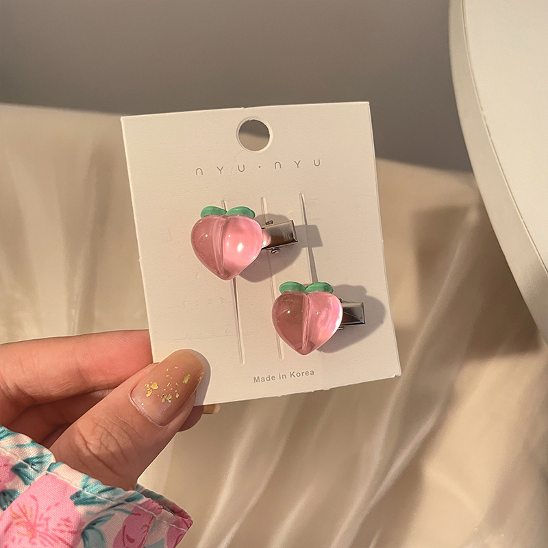 Pin de cabello de dopamina amor rosa pin de cabello de mujer 2024 nuevo pin de cabello rojo sin marca lateral pin de frangeo adornamiento de cabeza