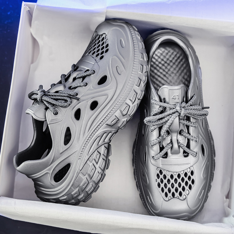 New plus size EVA lace-up bag heel hole shoes thick bottom soft men's sandals in stock wholesale a generation of hair