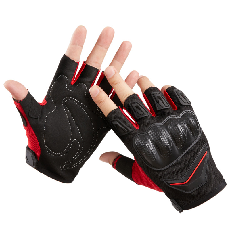 Woven Shell Racing Gloves, Summer Motorcycle And Off-road Protective, Anti-slip, Sports, All-season, Anti-fall, Half-finger, Men's Style_desvips.com