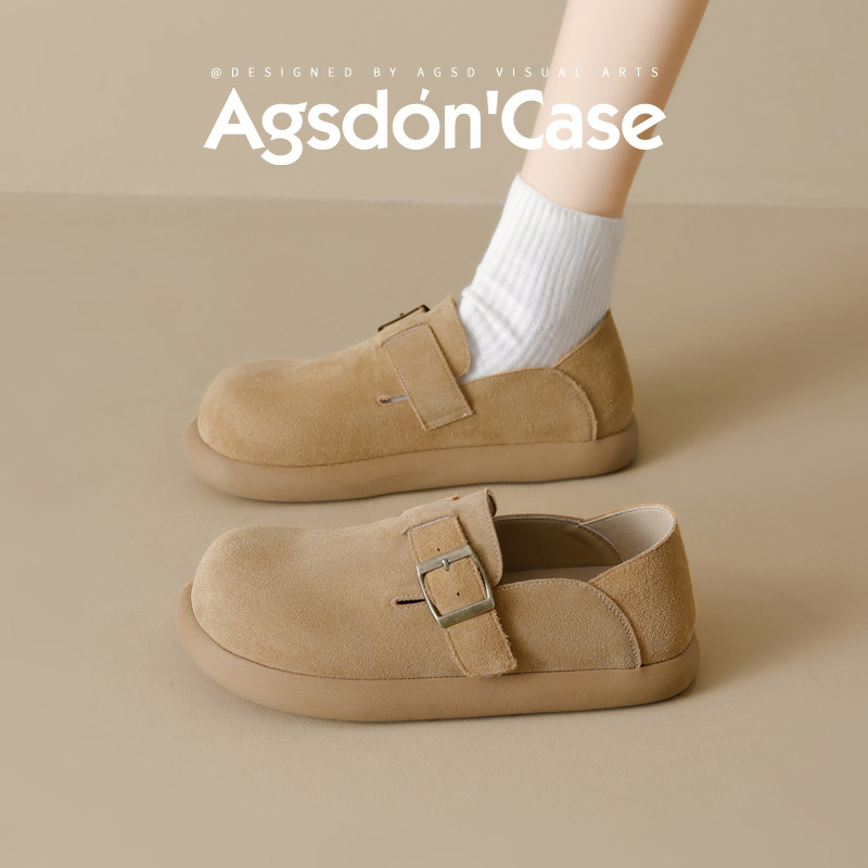 Zapatos de Dengbocken de Augu Lion para mujeres 2025 otoño y invierno nuevo todo incluido un zapato suave zapatos retrógrados zapatos de tostada plana