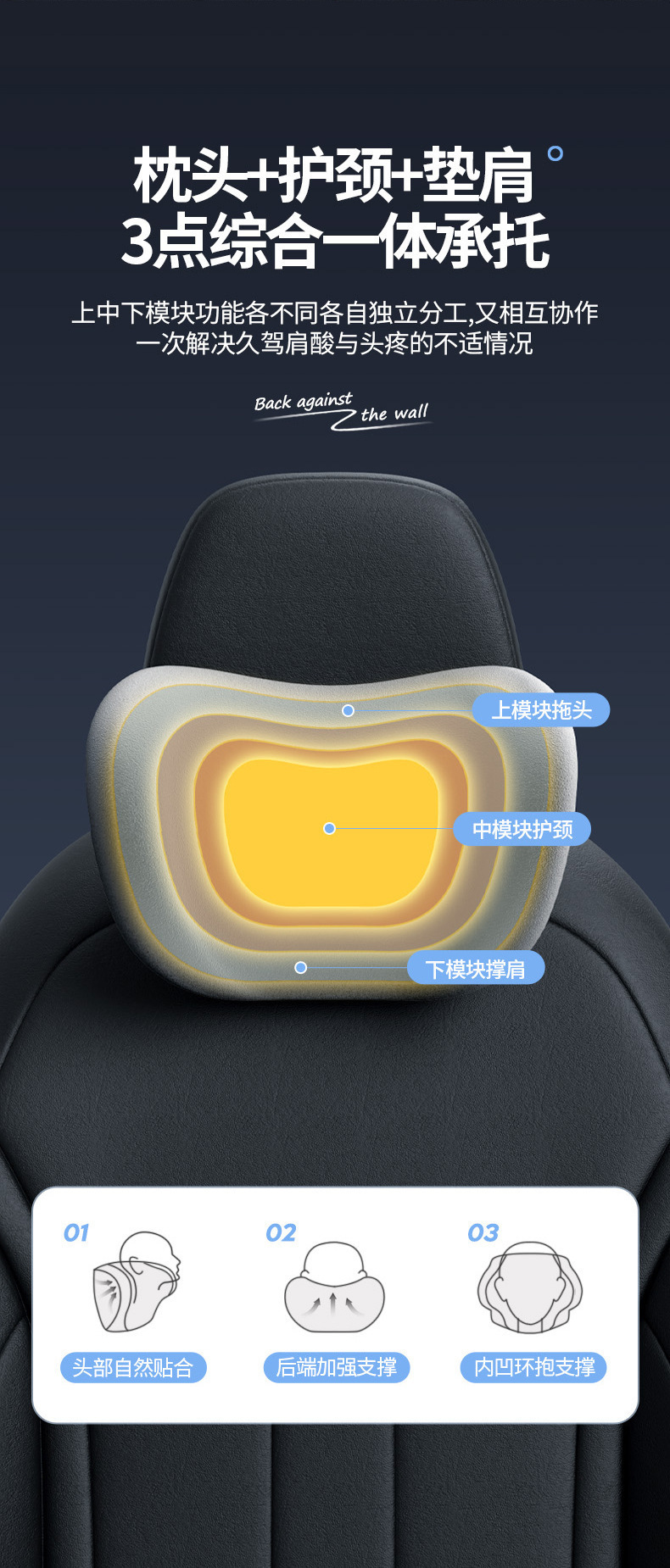 Car Headrest and Lumbar Support for Drivers, Memory Foam Support for Prolonged Sitting, Car Shoulder Pillow, Automotive Accessories