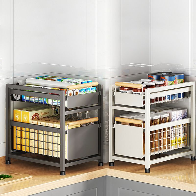 Estante de almacenamiento del Gabinete estante de almacenamiento del fregadero de la cocina multifuncional tazón plato condimento almacenamiento extraíble organizador en capas rack