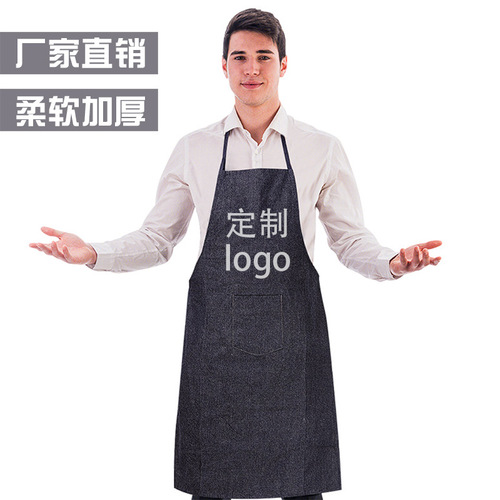Factory wholesale custom-made extra-large, thickened pure cotton denim safety sleeve aprons—durable, wear-resistant welding workwear.