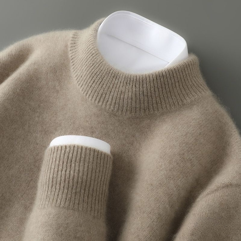 Half Turtleneck Sweater Men's Autumn and Winter New Style Pullover Sweater Loose Knitwear Large Size Solid Color Casual Base Layer Sweater Half Turtleneck Sweater Men's Autumn and Winter New Style Pullover Sweater Loose Knitwear Large Size Solid Color Casual Base Layer Sweater