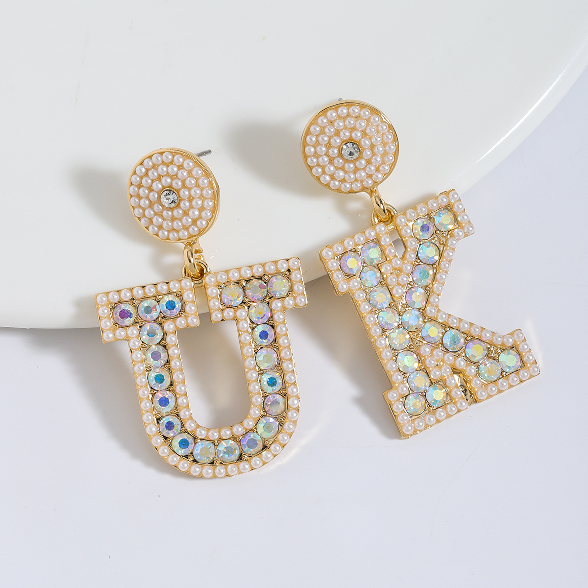 1 Pair Basic Modern Style Classic Style Letter Inlay Alloy Rhinestones Drop Earrings display picture 34