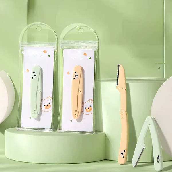 Lmltop Cute and Compact Folding Eyebrow Razor, Stainless Steel Portable Eyebrow Razor Beauty Tool Sy308