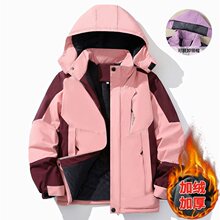 加绒加厚冲锋衣女士外套春夏棉衣防风防水棉袄休闲宽松保暖女棉服