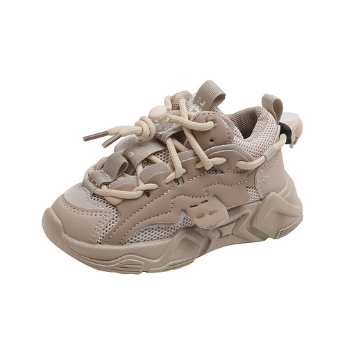  Spring Children's Dual-Grid Sports Shoes for Girls and Boys, Slip-On Casual Shoes for Kids, Soft Sole Single Shoes for Trendy Dads' Shoes