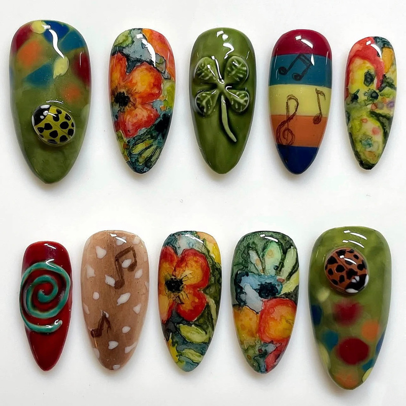 Artistic Insect Creative Ins-Style Wearable Nails Cross-Border Foreign Trade Cute and Playful Nail Stickers Y2K Millennium Hot Girl