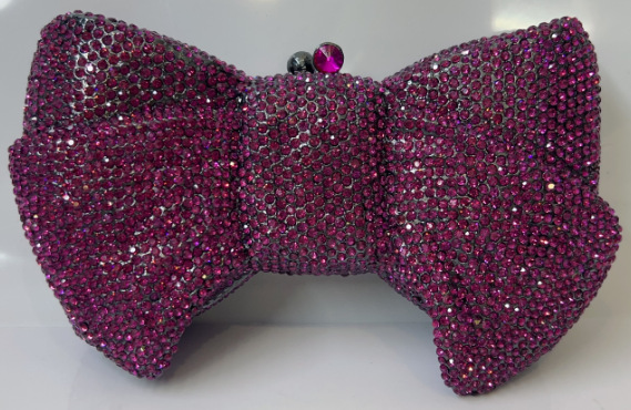 Bolso de arco transfronterizo nuevo arco de diamantes bolso de banquete de diamantes bolso de mano de mujer bolso de maquillaje pastel
