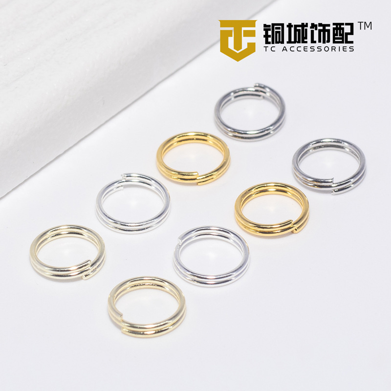 14K gold-wrapped double-layer open ring color-preserving gold-plated handmade diy closing connecting ring Jewelry necklace ring material
