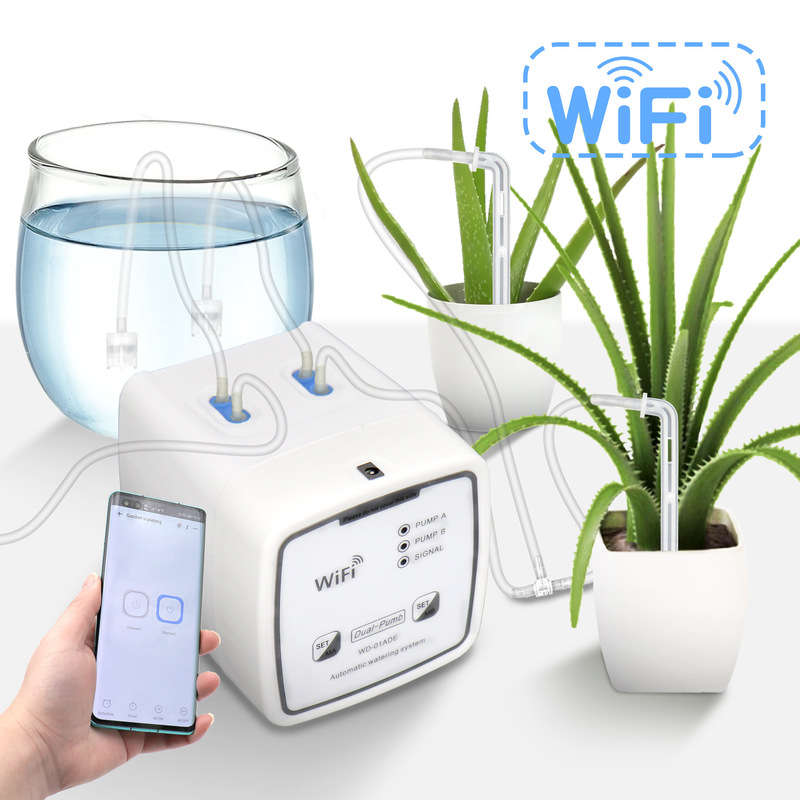 Wifi Intelligent Double Pump Automatic Flower Watering Device Mobile Phone Remote Control Watering Device Balcony Flower Gardening Potted Irrigation