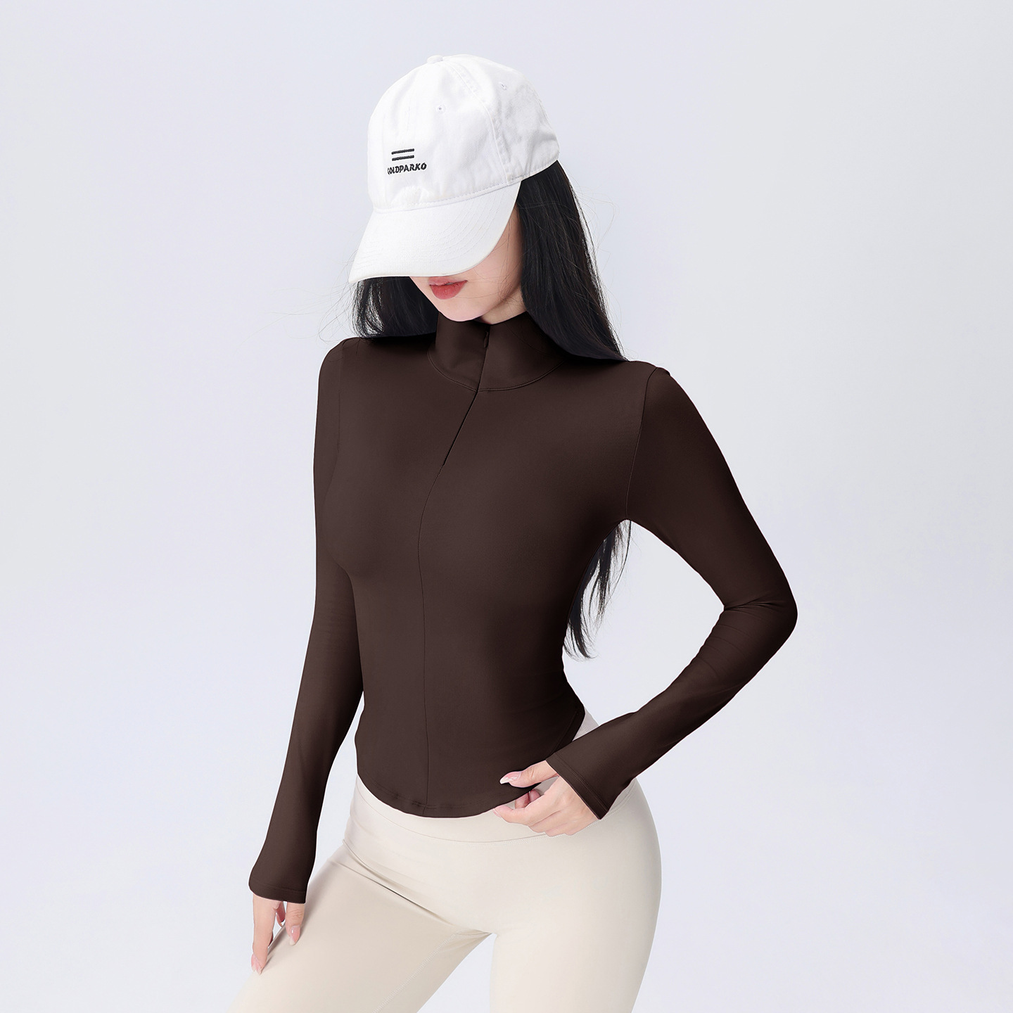 Mujeres de acondicionamiento de otoño camiseta de mangas largas con cremallera para correr y montar pilates camiseta de yoga