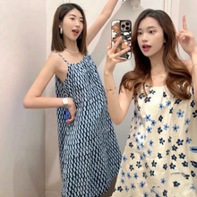 亲子装试衣间2024夏季甜美连衣裙吊带裙印花沙滩裙465949/471675