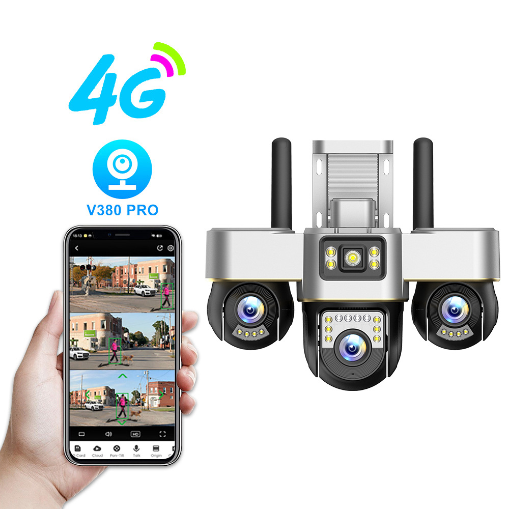 V380pro tres lentes 4G tres PTZ monitoreo teléfono remoto HD visión nocturna red wifi cámara impermeable