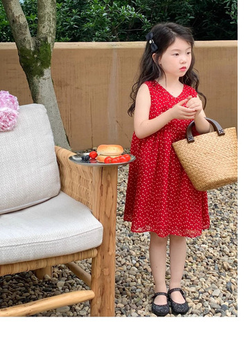 Girls dress summer new style girls retro vest dress chiffon skirt for children and middle-aged children dropshipping