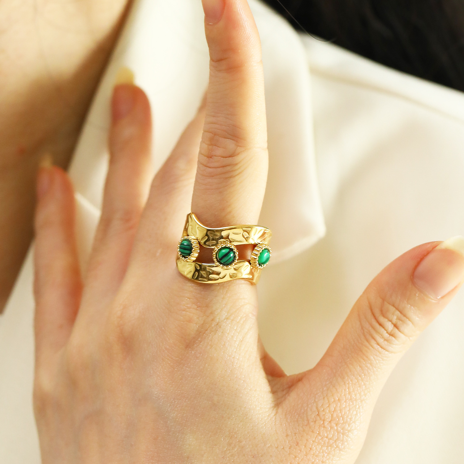 12g Weight Real Gold Plated Plating Material Open Rings Classification Adjustable Ring Size 1 Piece Quantity Casual, Daily Occasion 304 Stainless Steel Material Geometric, Color Block Pattern Women's Gender Vintage Style Style Waterproof Non Tarnish, Plating Craft Real Gold Plated Geometric Color Block 304 Stainless Steel Vintage Style Waterproof Non Tarnish Open Rings 7